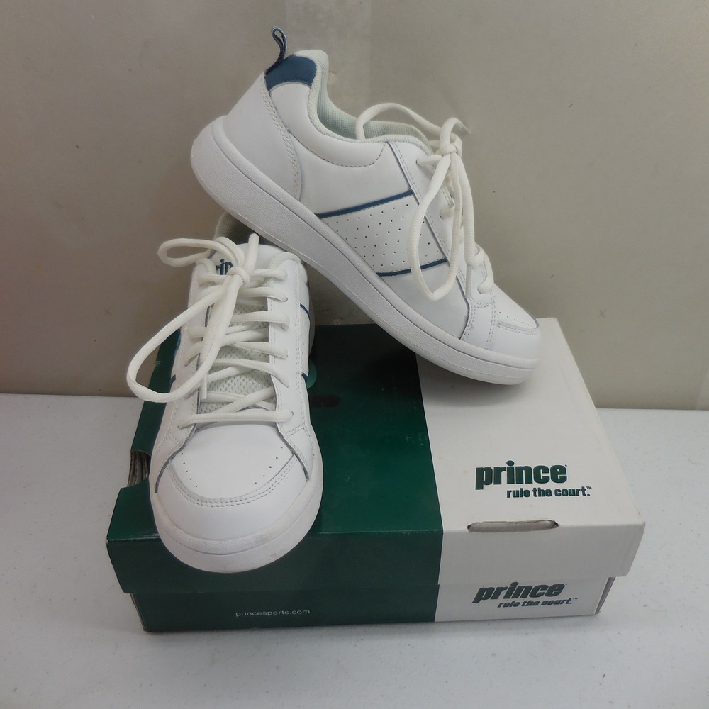 Prince Rule the Court Womens Tennis Sneakers White Blue Low Top Shoes 6.5